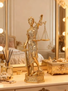 Lady Justice Statue, Single Gold-Finish Themis Figurine With Scales, Sword And Blindfold, Legal Office Desk Decor For Law Firm, Home Study, Bookshelf, Courtroom And Gift For Lawyers And Law Students - 1PC - View 6