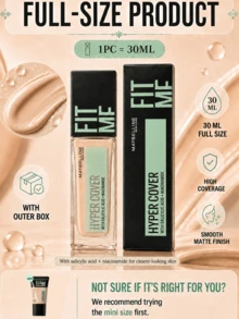 Maybelline 美寶蓮訂製粉底液無瑕版 202,分30ml和18ml兩種規格,添加水楊酸與菸鹼醯胺,控油細膩膚質,質地輕薄服帖。高遮瑕力輕鬆遮蓋痘印、泛紅瑕疵,反覆疊塗不厚重,打造柔霧霧面妝面。長效持妝防暗沉,黃皮日常底妝優選,通勤、油皮上妝適配。 - 客製化粉底液無瑕版 202 - 查看 6