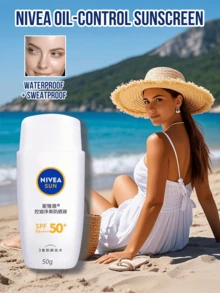 Protector Solar Nivea Control de Grasa, Protección Solar Fuerte, Control de Grasa de Larga Duración, Resistente al Agua y al Sudor, SPF 50+ PA++++, Tecnología de Protección Solar 3D, Control de Grasa de 12 Horas, Protección de Alta Eficiencia, Protección Solar de Amplio Espectro, Mejora el Daño Fotodérmico, Ilumina el Tono de la Piel, Adecuado para Todo Tipo de Piel, Incluyendo Piel Grasa y Sensible, Desplazamiento Diario, Actividades al Aire Libre, Vacaciones en la Playa - 50g - Ver 1
