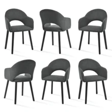 Goeurvant Modern Crescent-Back Upholstered Dining Chairs With Armrests And Solid Wood Legs For Dining Room, Living Room, Study - Set Of 2 / Set Of 4 / Set Of 6 - Ink Grey - Grey - View 13