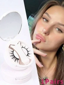 Waloshow 1 Set Magnetic False Eyelash Applicator, Heavyweight Cartoon Style Design, No Glue Needed, Easy To Wear And Remove, Size 4-14mm - Black - View 11