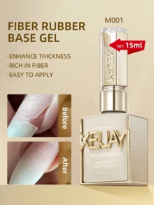 XEIJAYI 1 瓶 15ml 纖維橡膠底膠指甲油入門套裝，純浸泡式免洗指甲油，適合居家 DIY 美甲 - 無色 - 查看 3