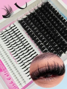 232Pcs 3 Styles Cartoon Eyelash Clusters Pointed Tip + Lower Lashes Natural Makeup Effects Mixed Length Eye Thick False Eyelashes Reusable Individual Segment Lashes Lightweight & Soft Suitable Lash Extension At Home - D - View 2