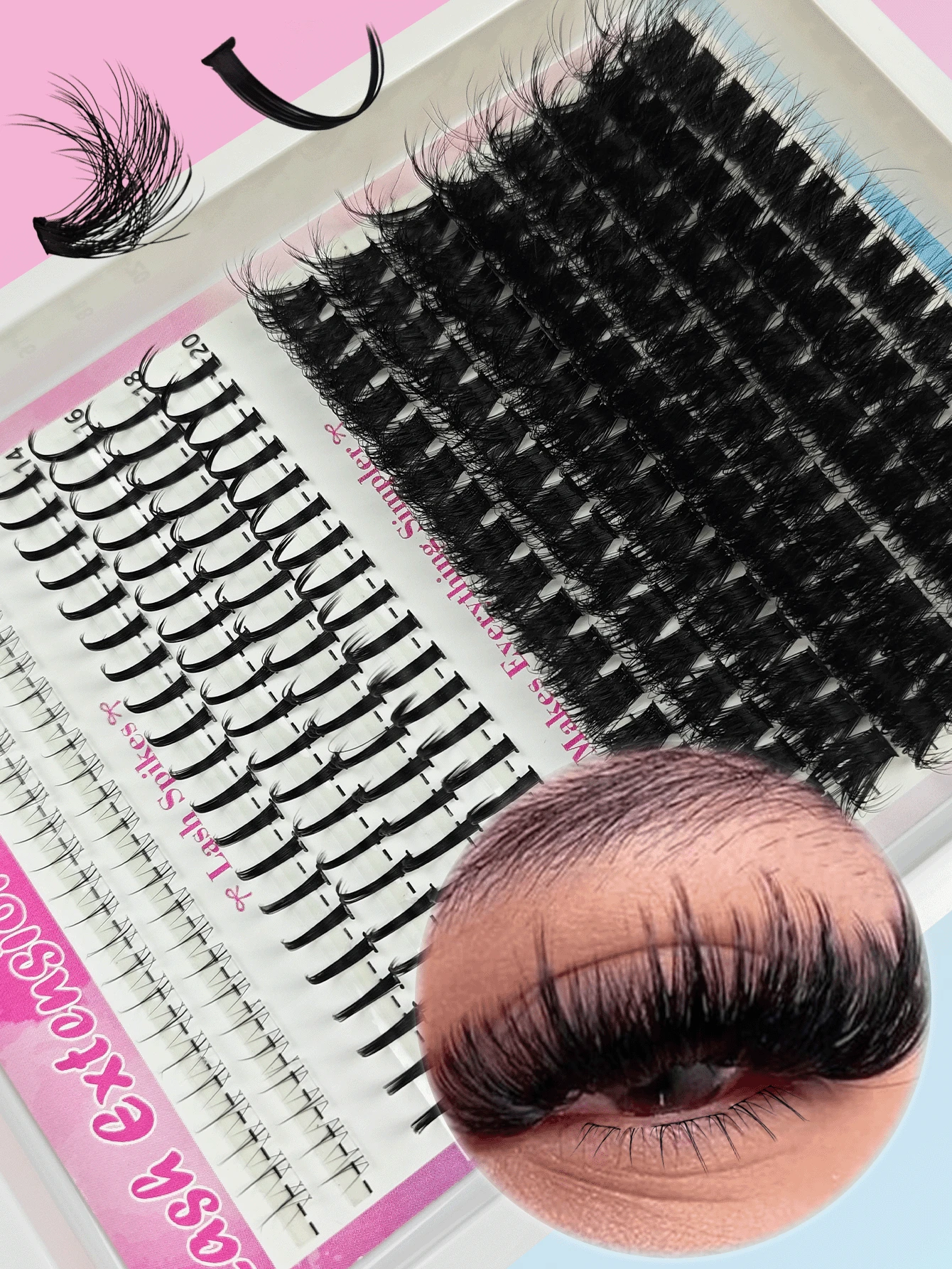 232Pcs 3 Styles Cartoon Eyelash Clusters Pointed Tip + Lower Lashes Natural Makeup Effects Mixed Length Eye Thick False Eyelashes Reusable Individual Segment Lashes Lightweight & Soft Suitable Lash Extension At Home