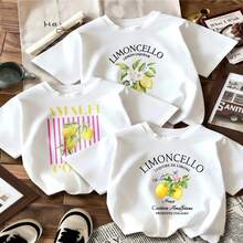 Limoncello Lemon Liqueur Print T-Shirt With Fashion Design Cute Fruit Pattern Summer Casual Wear Perfect Gift For Women And Girls Fresh Style  Outfit Choice For Daily Wear And Gatherings Light And Comfortable Fabric Ideal For Outdoor Activities And Leisure Time - 白色 - 查看 12