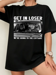 Unisex Get In Loser Quote TV Series Retro Photo T-Shirt, Cult Series Fan Shirt - 黑色 - 查看 11