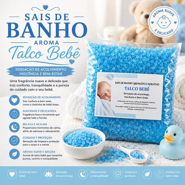 SAIS DE BANHO AROMA TALCO BEBE - ACONCHEGO, BEM ESTAR
