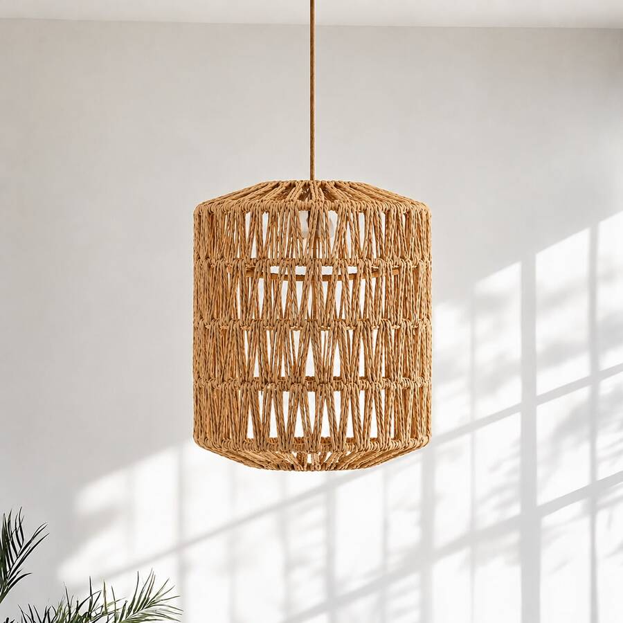 Chao đèn giả mây đan tay bằng dây giấy, chao đèn phong cách vintage phù hợp cho đèn bàn, phong cách Bohemian, chao đèn mây phù hợp trang trí nhà cửa, chao đèn treo, phù hợp trang trí nhà hàng, quán cà phê, phòng trà, phong cách mộc mạc - chao đèn - Xem 1