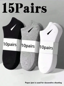 Unisex Sports Low-Cut Invisible Socks, White Black Gray Solid Color Minimalist Style, Comfortable And Breathable, Versatile For Daily Casual Wear. Multiple Quantities Available: 2/10/18/20/30/40/60/80/90 Pairs, Note: 2 Pieces = 1 Pair. - Multicolor - View 4