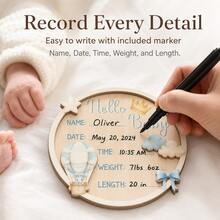 Hello World Wooden Baby Birth Announcement Sign, Suitable For Hospital, Name Date Time Weight Length Board, Baby Room Photo Prop - Multicolor - View 4