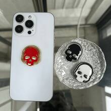1個骷髏手機環扣支架，哥德風手指握環，適用於智慧型手機。這是一款哥德風配件，是萬聖節的理想禮物。 - 彩色 - 查看 3