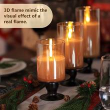 3 Sets Gold LED Flameless Candles With Remote Control, Battery Operated Flickering Candle Lights, Suitable For Home/Thanksgiving Christmas Tabletop Decoration - LED Pillar Candles - View 7