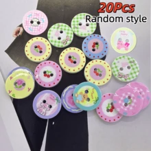 10Pcs/18Pcs/20Pcs/25Pcs/30Pcs/42Pcs/50Pcs/66Pcs Cute Apple, Heart, Circle, Plum Blossom Buttons, Colorful Plaid, Retro Korean Style Handmade Decorative Sewing Buttons, Random Colors & Styles - Multicolor - View 15