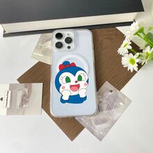 ドラミ アニメキャラクター ボールヘッド 赤いリボン 青い服ケース,プレゼント用・自分用両方に大活躍！,感あふれるキュートスマホケース - クリア - チェックする 1