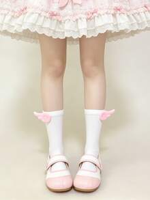 1/5 Pairs Summer Thin Minimalist 3D Wing Design Mid-Calf Socks - Multicolor - View 8