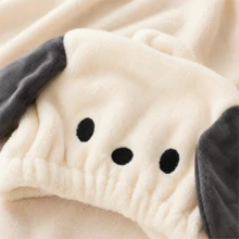 MINISO Sanrio Pochacco 毛絨洗髮帽，超吸水毛巾包裹式，返校日常沐浴必需品，舒適女性洗浴配件 - 黑與白 - 查看 5