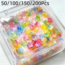 50顆/100顆/150顆/200顆裝 1.1cm/0.433英吋 櫻花造型珠子，3D漸層金桃色花珠，手鍊、耳環、項鍊及手工藝品珠寶製作材料，精選時尚彩色櫻花珠，珠子組合套裝 - 多色 - 查看 12