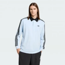 adidas originals RUGBY 純棉透氣舒適親膚運動休閒寬鬆長袖Polo衫男款 - 淺藍色 - 查看 2