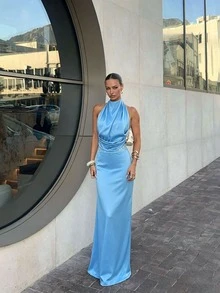Summer Women's Cocktail Dress Party - Baby Blue - View 4