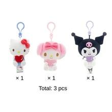 SANRIO 卡通角色鑰匙圈 正版 Kitty、MyMelody、Kuromi、Pompompurin、Pochacco 可愛動漫絨毛吊飾，復活節、母親節及其他節日禮物、生日禮物派對小禮、女包與後背包車鑰匙圈 多件組優惠包 - 彩色 - 查看 21
