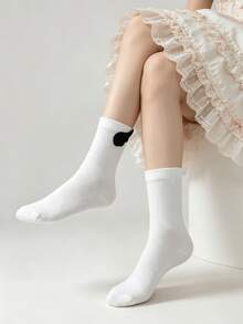 1/5 Pairs Summer Thin Minimalist 3D Wing Design Mid-Calf Socks - Multicolor - View 5