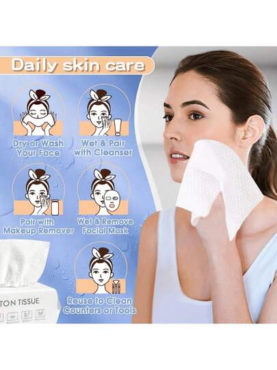 Super life 1 Pack Disposable Thickened Facial Tissues, Soft Makeup Remover Wipes, Suitable For Skincare, Soft And Thick With Elasticity, Ideal For Travel, Home, Outdoor Activities, Gym And Makeup Removal. Very Soft And Fluffy.