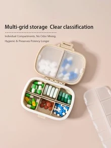 Caja de almacenamiento de medicamentos de plástico transparente de 8 compartimentos y gran capacidad - Caja de pastillas portátil para viajes con diseño de divisor - A prueba de humedad, adecuada para almacenar pastillas, vitaminas y otros medicamentos - Ideal para el hogar, viajes o salidas - Material fácil de limpiar - Herramienta de almacenamiento perfecta para medicamentos, vitaminas y suplementos - Multicolor - Ver 2