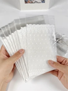 100/200/300/400個白色蕾絲網格自黏式珠寶禮品袋，適用於生日、婚禮新娘禮品袋、派對伴手禮、珠寶收納 - 包裝袋 - 查看 1