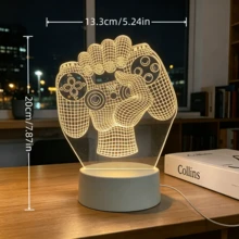 1个游戏手柄造型LED夜灯，USB供电，氛围装饰灯，柔光床头灯，适用于书房、卧室、客厅、酒吧装饰，是情人节、开学季、感恩节、父亲节、生日等节日送给朋友的绝佳礼物。 - 多色 - 查看 18
