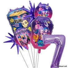 KPop Demon Hunters 1Set Autorizado de Globos de Número para Decoración de Fiesta de Cumpleaños Infantil con Diseño de Chica Cool Púrpura de Dibujos Animados, Estrella Coreana, Patrón de Fideos Instantáneos, Suministros de Decoración de Globos de Papel de Aluminio para Fiesta Temática de Pastel y Mesa de Baby Shower, Globos de Regalo y Juguete Perfectos - TZQQ - Ver 12