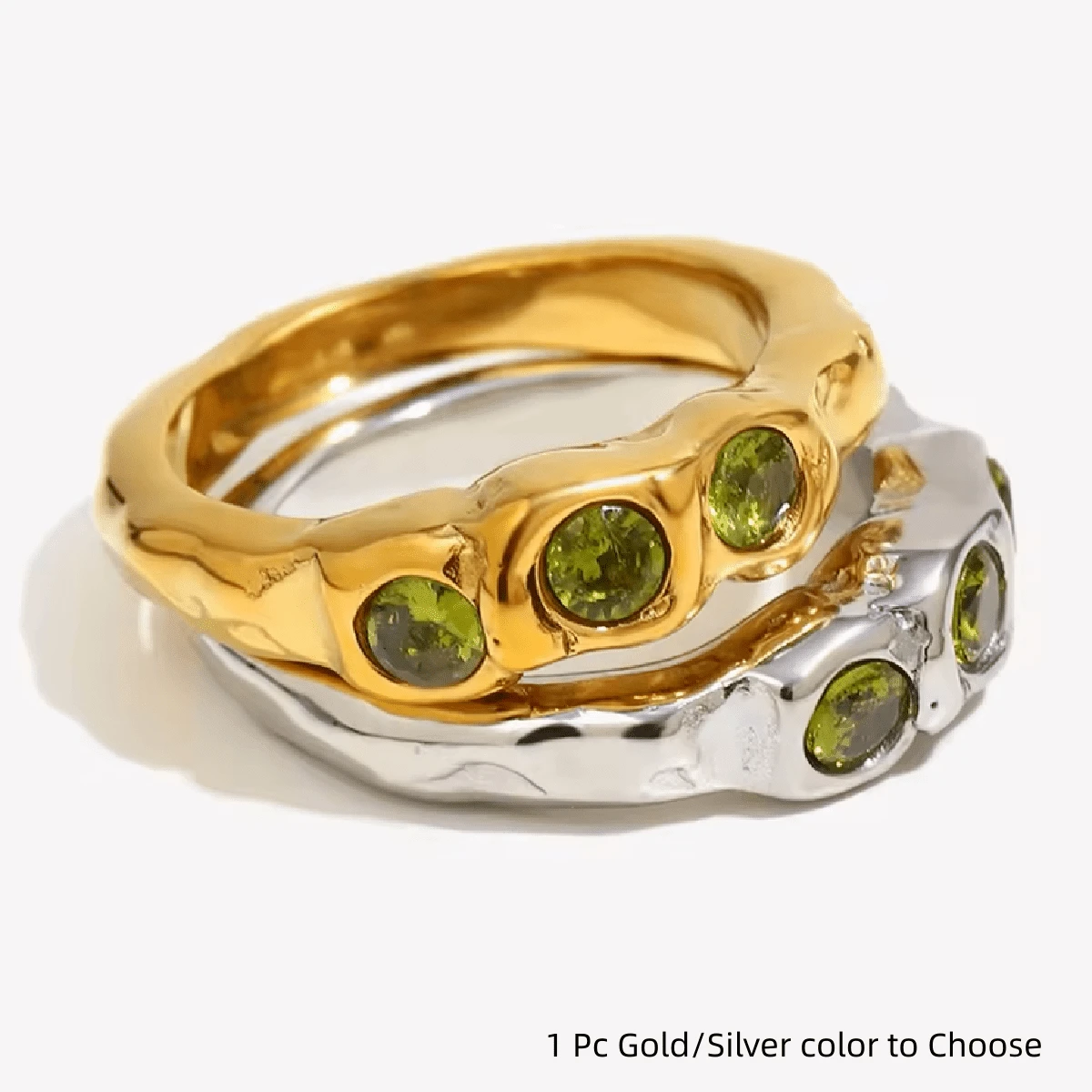 VKHK 1 chiếc nhẫn đơn bằng thép không gỉ mạ vàng 18K đính đá Zirconia trang trí, thích hợp làm trang phục hàng ngày và trang phục cưới cho phụ nữ, làm quà tặng - chiếc nhẫn kim cương - Xem 1
