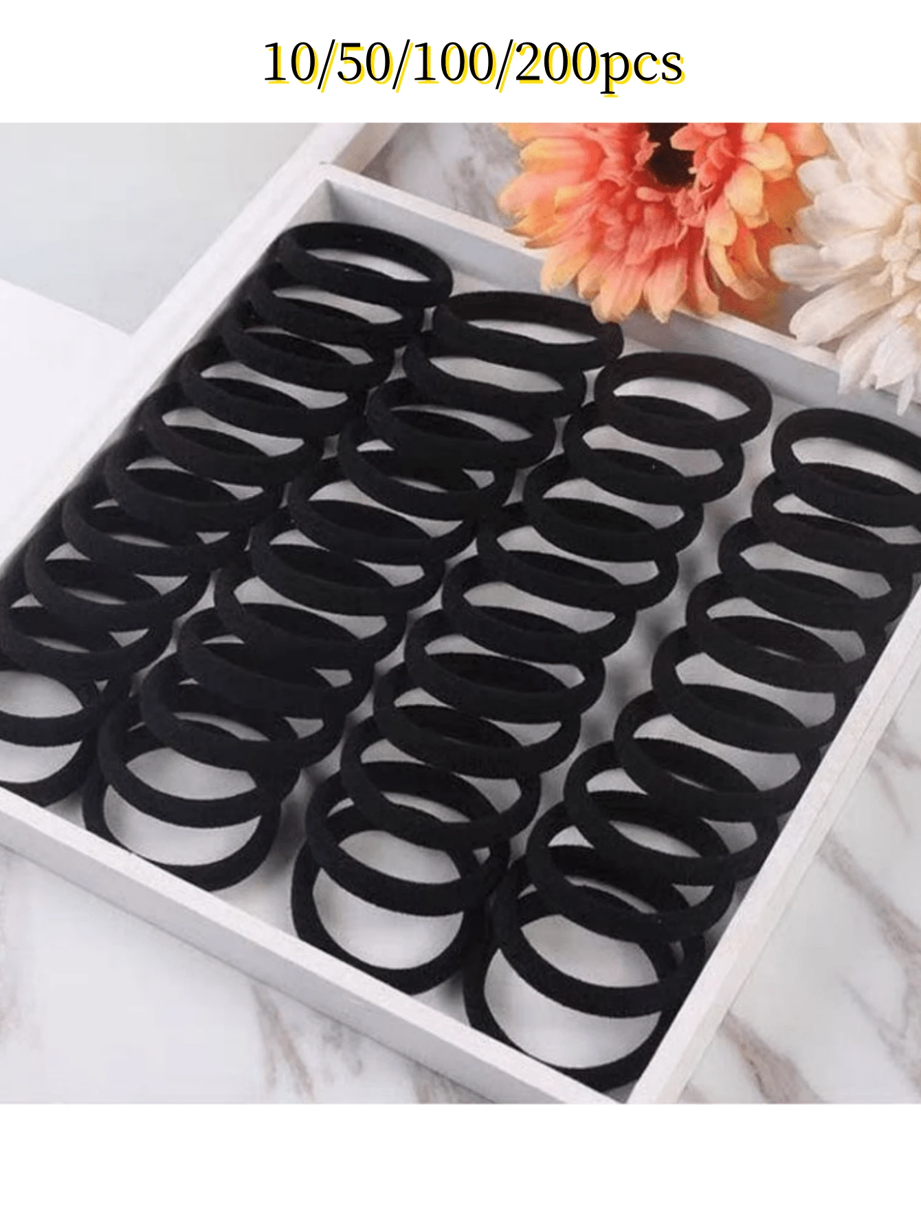 200/100/50/10 pezzi Elastici per capelli ad alta elasticità non dannosi, fasce per capelli multifunzionali da donna, adatte per casa, sport, yoga e altre occasioni, accessori per capelli essenziali quotidiani da donna - Multicolore - Visualizzare 1