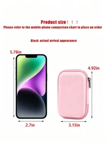 Pink Leopard Print EVA Hard Shell 4.3 Inch Compact Storage Box - Durable Travel Protective Storage Bag, Suitable For Electronic Accessories, Earphones, Hard Drives And Data Cables; Shockproof Zipper Bag (Storage Box Only) - Multicolor - View 8
