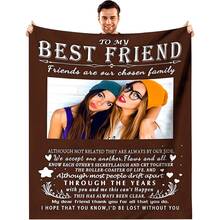 Custom Best Friend Photo Throw Blanket Personalized Friendship Gift – Lodge Style Flannel Fleece, All-Season Digital Print Cozy Blanket With Occasion Theme, Polyester, - Style 1 - View 1