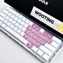 21-Key Transparent Pink Heart-Shaped Keycaps, Side-Printed, Backlit, Suitable For Mechanical Keyboards, Minimalist Style Heart-Shaped Keycaps, Side-Engraved Keycaps, Keycap Replacement, Keyboard Enthusiasts - View 4