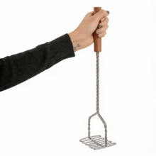 1 buah Penghancur Kentang Manual Gagang Kayu Panjang dari Baja Tahan Karat, Tahan Karat & Mudah Dibersihkan, Desain Pegangan Kayu Ergonomis Anti Selip yang Hemat Tenaga, Aksesori Peralatan Masak Ringan dan Tahan Lama untuk Persiapan Makanan Rumahan Sehari-hari - MultiWarna - View 9