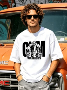 Herren Sommer Lässig weiches Rundhals Kurzarm-Shirt, Schwarz Fitness Muster Grafik geeignet für Frühling und Sommer. - Weiss - Übersicht 4