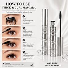 IOIOKISS Curling Mascara | Long-Lasting Curl, No Smudging, Waterproof, Volumizing And Lengthening, Unique Curved Brush Head Fits Eye Shape, Defined Lashes; Waterproof And Sweat-Resistant, All-Day Smudge-Proof, Warm Water Removable. Lightweight Formula, Repeat Application Without Clumping, Naturally Enhances Eyes - Black - View 7