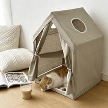 1pc Low Saturation Pet Tent House, Double Layer With Window Design, Wear-Resistant And Stain-Resistant, Suitable For Cats And Dogs All Seasons - one-size - View 8