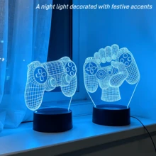 1个游戏手柄造型LED夜灯，USB供电，氛围装饰灯，柔光床头灯，适用于书房、卧室、客厅、酒吧装饰，是情人节、开学季、感恩节、父亲节、生日等节日送给朋友的绝佳礼物。 - 多色 - 查看 5
