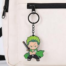 1/2pcs One Piece Luffy & Zoro Chibi Keychain, Anime Enamel Metal Key Ring With Skull Pendant, Cute Collectible Charm, Fan Backpack Bag Accessory - Multicolor - View 7