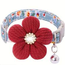 1 pieza Collar floral para mascotas con campana + decoración de flor desmontable - Collar ajustable para gatos y perros, collar suave adecuado para perros y gatos medianos y pequeños, paseos diarios / fotos de fiesta - Multicolor - Ver 11