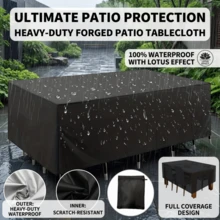 1 buah Penutup Furnitur Tahan Air Hitam 210D Persegi Penutup Anti Debu Penutup Meja Kursi Pelindung Matahari Penutup Meja Sofa Kursi Teras Tugas Berat - Hitam - View 3