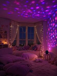 1pc [Starry Sky Projection Light] Multi-Color Moon And Star Projection Light, Rotating Light Effect Suitable For Living Room, Bedroom, Party And Room Decoration - Multicolor - View 8