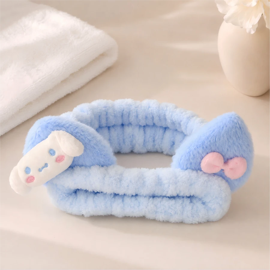 MINISO 三麗鷗 Cinnamoroll 藍色毛絨 SPA 髮帶 可愛柔軟洗臉化妝髮圈 護膚美容日常用 - 藍色 - 查看 1