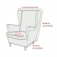 2pcs Solid Color Wing Chair Cover With Seat Cushion Cover, Elastic All-Season Universal Single Sofa Cover, Full Coverage Sofa Protector For Living Room - Multicolor - View 3