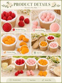 10pcs/Bucket Fruit Shaped Soy Wax Melts, Scented Wax Cubes For Wax Warmer And Candle Warmer Lamp, Strawberry Orange Style Home Fragrance, Summer Picnic Decor, Room Decor, Fall Decor, Birthday Gift, Summer Gift, Gifts For Women - B - View 9