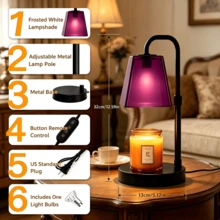 QUIGO 1PCS Modern Frosted Glass Shade Candle Warmer Lamp, Height Adjustable Wax Melter With Timing Function & Dimmable Light, Premium GU10 Bulb, Stylish Home Decor Lamp For Bedroom Living Room Apartment, Ideal Gift For Mother's Day Christmas Graduation - US A Type Plug(110-127V) - View 11