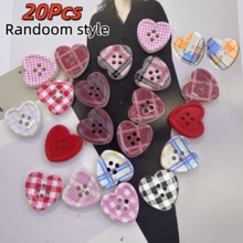 10Pcs/18Pcs/20Pcs/25Pcs/30Pcs/42Pcs/50Pcs/66Pcs Cute Apple, Heart, Circle, Plum Blossom Buttons, Colorful Plaid, Retro Korean Style Handmade Decorative Sewing Buttons, Random Colors & Styles - Multicolor - View 21