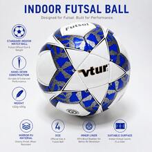 Vtur Football Professional Low Bounce Futsal Ball Size 4 – Hand Sewn Indoor Soccer Ball, Premium PU Leather, Enhanced Control & Durability For Training & Match Play Footballs . - Blue - View 1